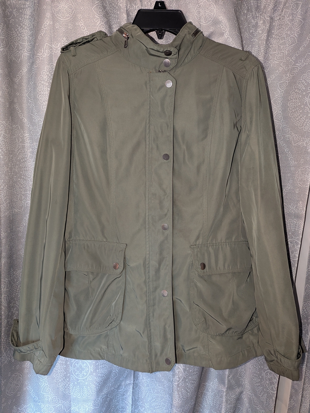 Women's Olive Green Utility Jacket - Lightweight Coat